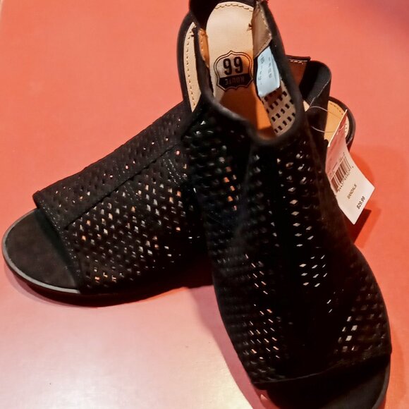 Route 66 Shoes - ROUTE 66 Vida Perforated Slingback Bootie Sandals Open Toe Block Heel Gladiator